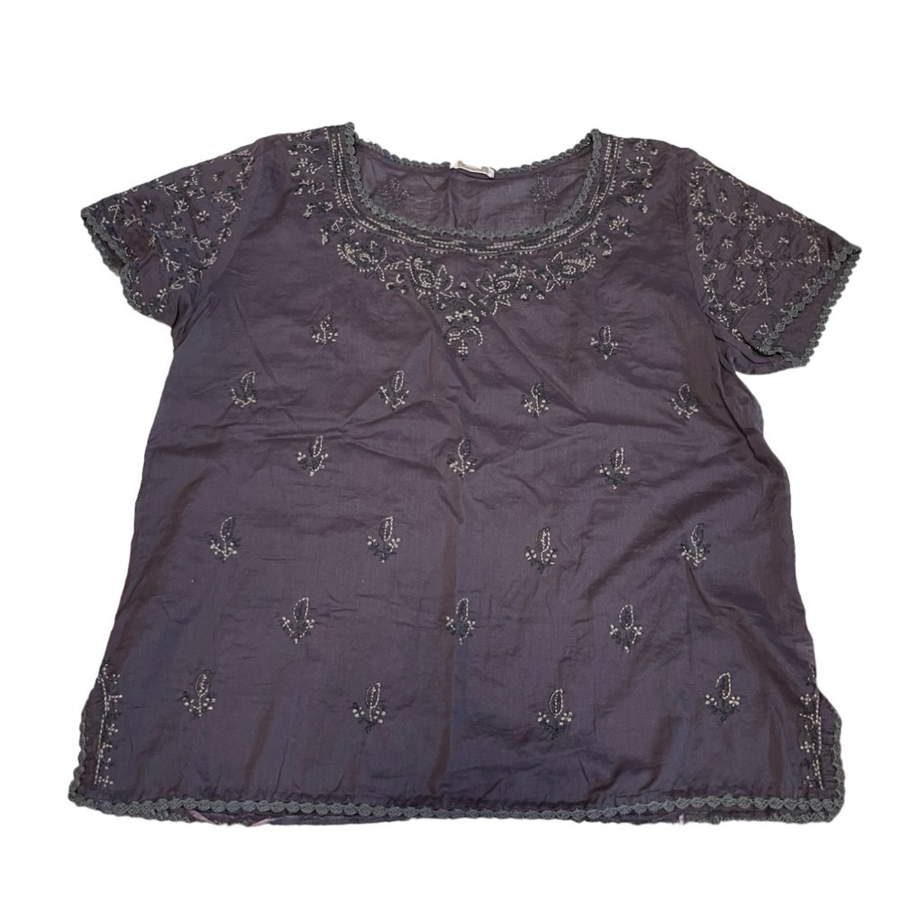 J. Crew Brown Embroidered Blouse US M